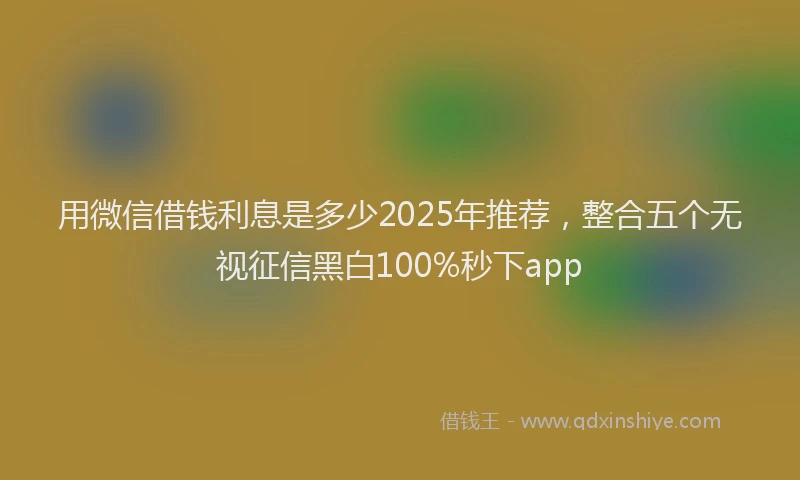 用微信借钱利息是多少2025年推荐，整合五个无视征信黑白100%秒下app