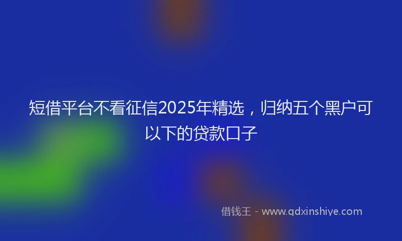 短借平台不看征信2025年精选，归纳五个黑户可以下的贷款口子