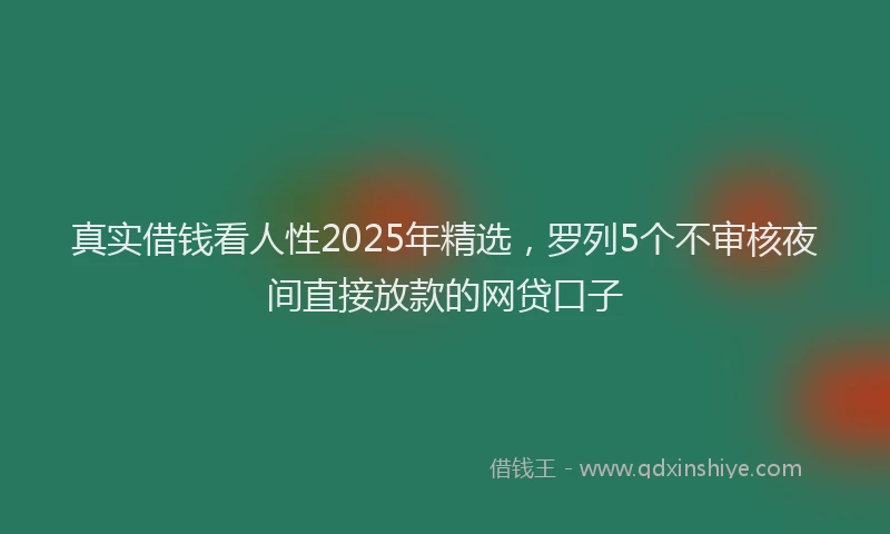 真实借钱看人性2025年精选，罗列5个不审核夜间直接放款的网贷口子