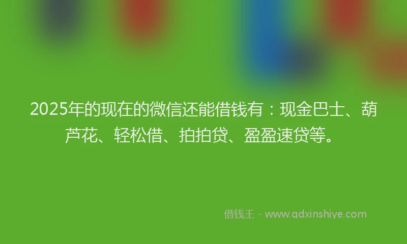 2025年的现在的微信还能借钱有：现金巴士、葫芦花、轻松借、拍拍贷、盈盈速贷等。