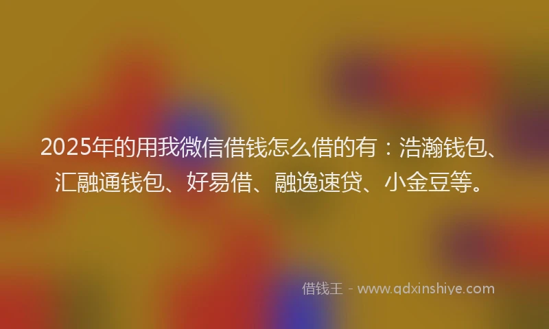 2025年的用我微信借钱怎么借的有：浩瀚钱包、汇融通钱包、好易借、融逸速贷、小金豆等。