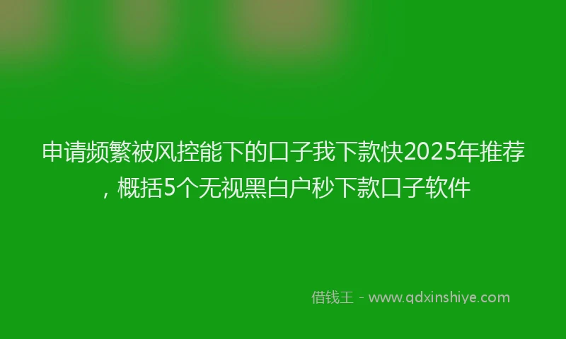 申请频繁被风控能下的口子我下款快2025年推荐，概括5个无视黑白户秒下款口子软件