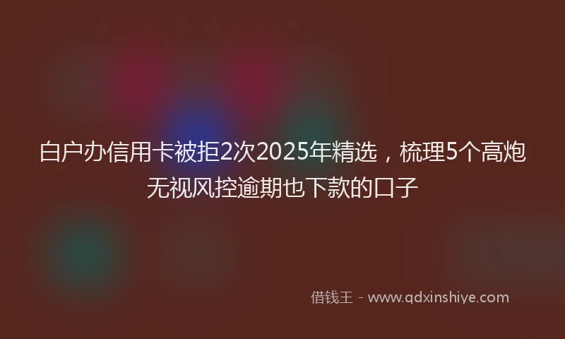 白户办信用卡被拒2次2025年精选，梳理5个高炮无视风控逾期也下款的口子