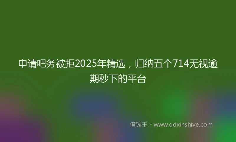 申请吧务被拒2025年精选，归纳五个714无视逾期秒下的平台