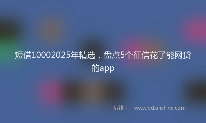 短借10002025年精选，盘点5个征信花了能网贷的app