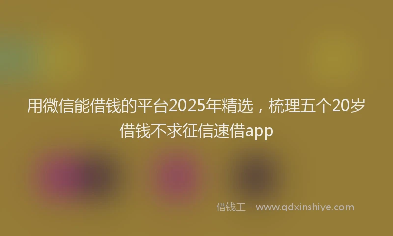 用微信能借钱的平台2025年精选，梳理五个20岁借钱不求征信速借app