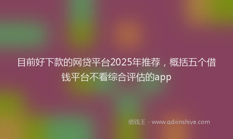 目前好下款的网贷平台2025年推荐，概括五个借钱平台不看综合评估的app