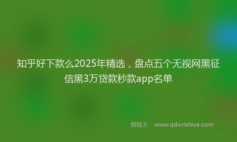 知乎好下款么2025年精选，盘点五个无视网黑征信黑3万贷款秒款app名单