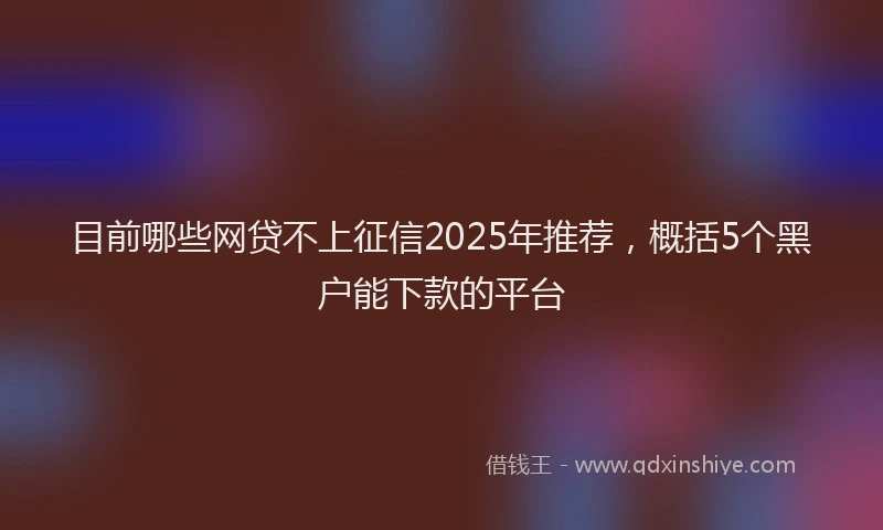 目前哪些网贷不上征信2025年推荐，概括5个黑户能下款的平台
