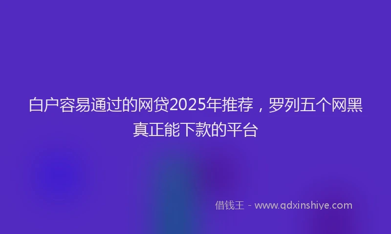 白户容易通过的网贷2025年推荐，罗列五个网黑真正能下款的平台