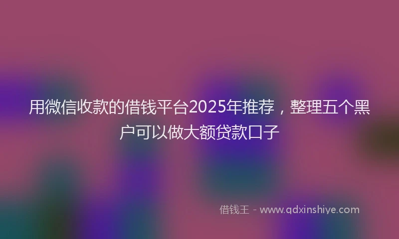 用微信收款的借钱平台2025年推荐，整理五个黑户可以做大额贷款口子