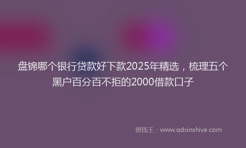 盘锦哪个银行贷款好下款2025年精选，梳理五个黑户百分百不拒的2000借款口子