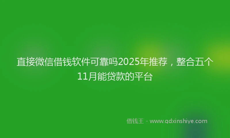直接微信借钱软件可靠吗2025年推荐，整合五个11月能贷款的平台