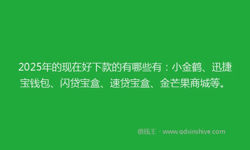 2025年的现在好下款的有哪些有：小金鹤、迅捷宝钱包、闪贷宝盒、速贷宝盒、金芒果商城等。