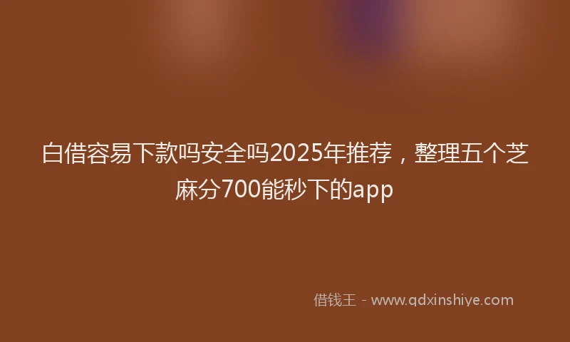 白借容易下款吗安全吗2025年推荐，整理五个芝麻分700能秒下的app