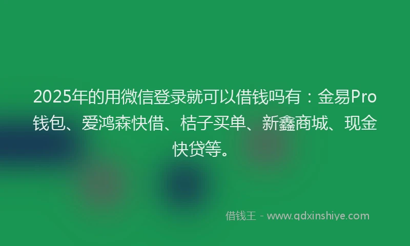 2025年的用微信登录就可以借钱吗有：金易Pro钱包、爱鸿森快借、桔子买单、新鑫商城、现金快贷等。