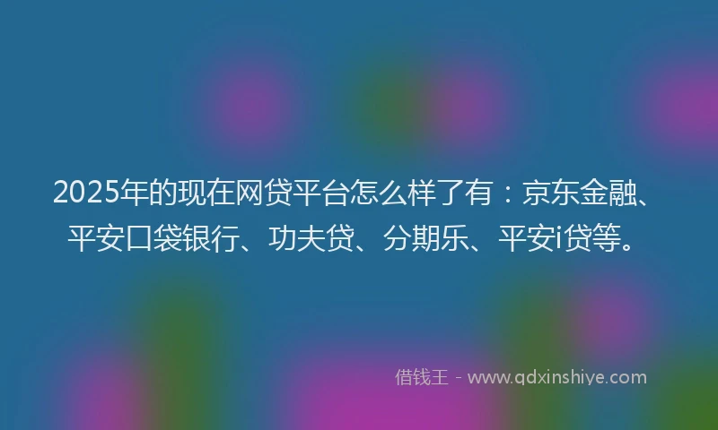 2025年的现在网贷平台怎么样了有：京东金融、平安口袋银行、功夫贷、分期乐、平安i贷等。