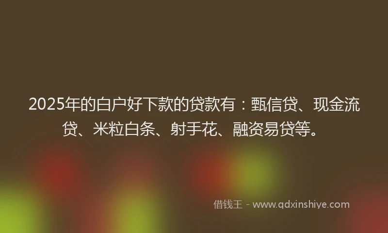 2025年的白户好下款的贷款有：甄信贷、现金流贷、米粒白条、射手花、融资易贷等。