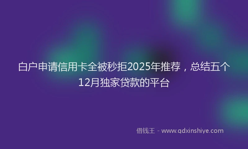 白户申请信用卡全被秒拒2025年推荐，总结五个12月独家贷款的平台