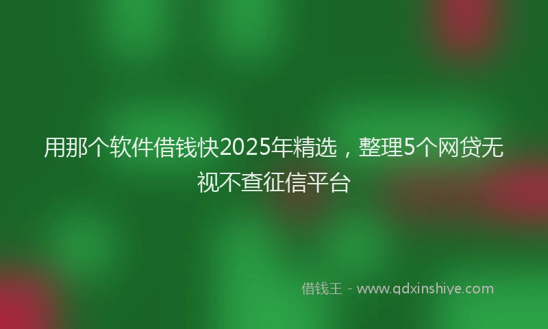 用那个软件借钱快2025年精选，整理5个网贷无视不查征信平台