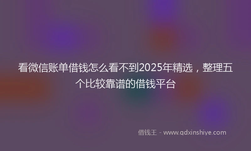 看微信账单借钱怎么看不到2025年精选，整理五个比较靠谱的借钱平台