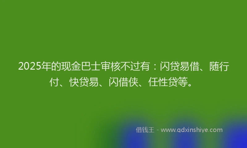 2025年的现金巴士审核不过有：闪贷易借、随行付、快贷易、闪借侠、任性贷等。