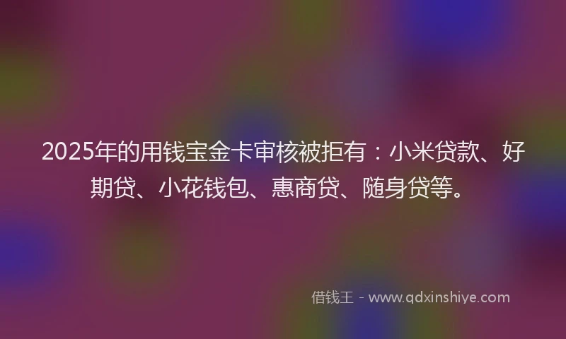 2025年的用钱宝金卡审核被拒有：小米贷款、好期贷、小花钱包、惠商贷、随身贷等。