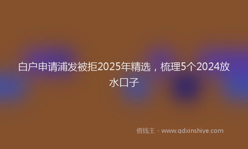 白户申请浦发被拒2025年精选，梳理5个2024放水口子