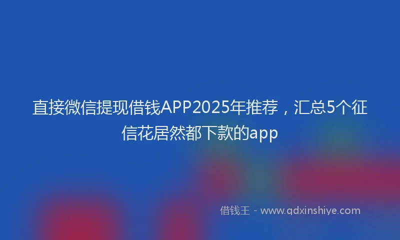 直接微信提现借钱APP2025年推荐，汇总5个征信花居然都下款的app