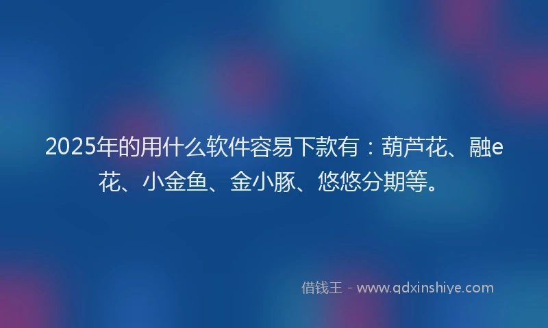 2025年的用什么软件容易下款有：葫芦花、融e花、小金鱼、金小豚、悠悠分期等。