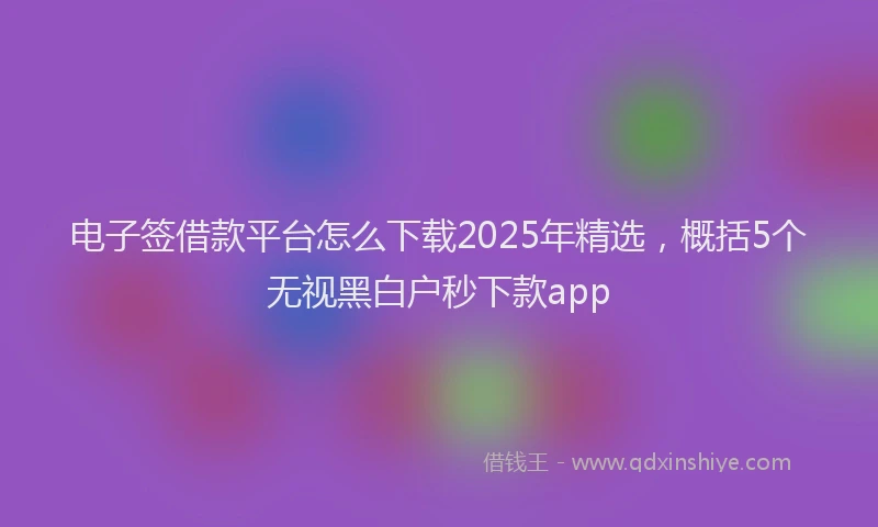 电子签借款平台怎么下载2025年精选，概括5个无视黑白户秒下款app