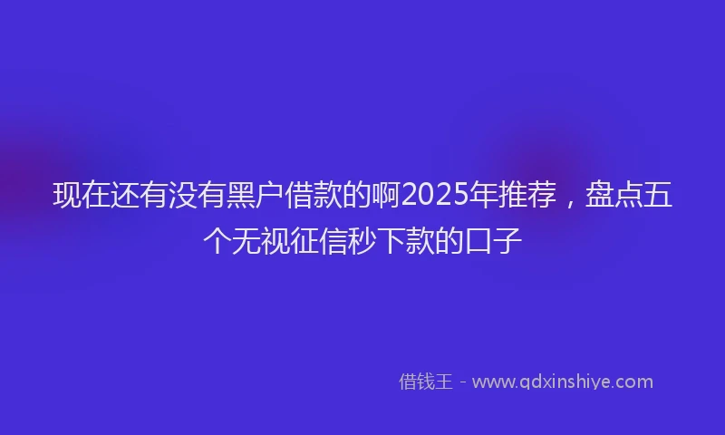 现在还有没有黑户借款的啊2025年推荐，盘点五个无视征信秒下款的口子