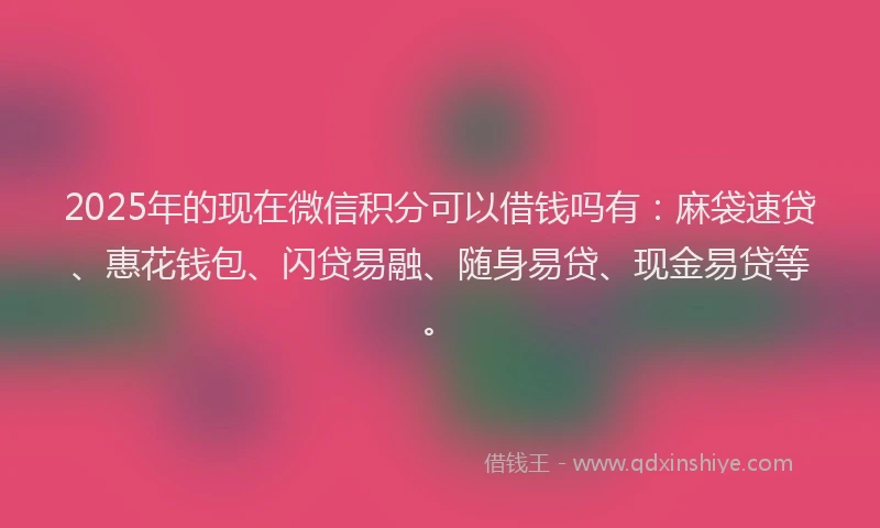 2025年的现在微信积分可以借钱吗有：麻袋速贷、惠花钱包、闪贷易融、随身易贷、现金易贷等。
