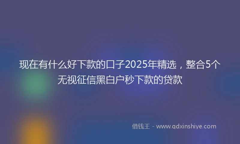 现在有什么好下款的口子2025年精选，整合5个无视征信黑白户秒下款的贷款
