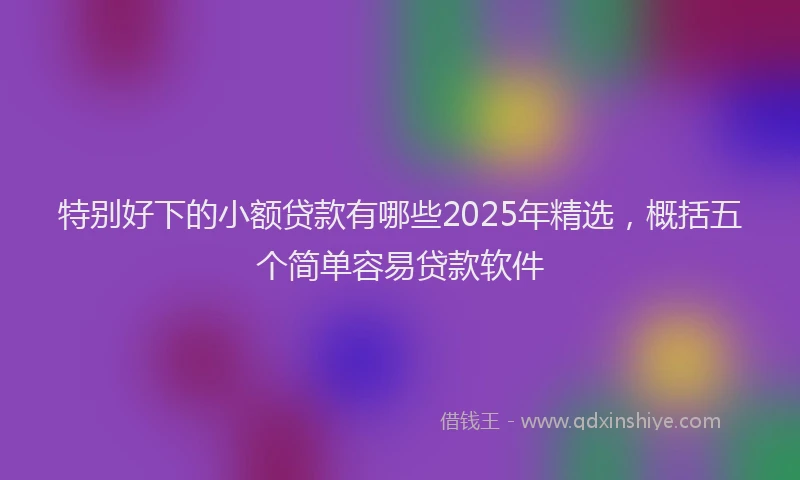 特别好下的小额贷款有哪些2025年精选，概括五个简单容易贷款软件
