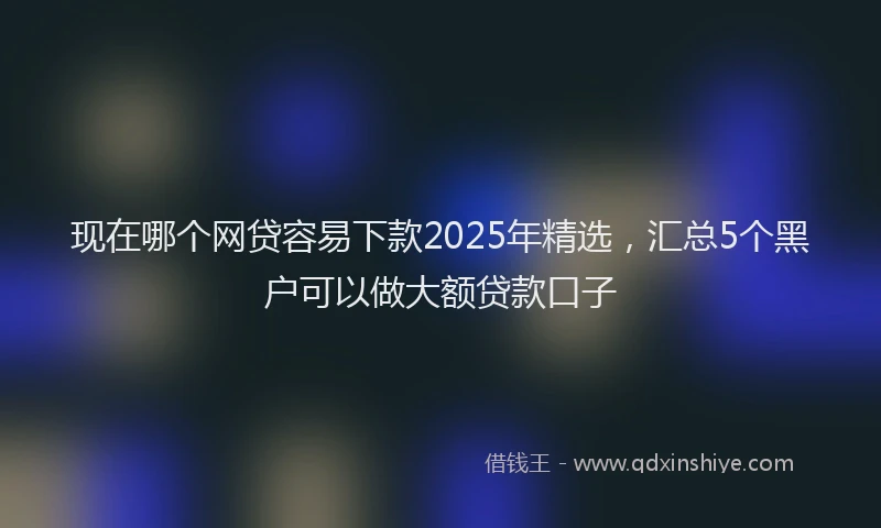 现在哪个网贷容易下款2025年精选，汇总5个黑户可以做大额贷款口子