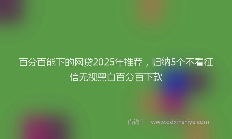 百分百能下的网贷2025年推荐，归纳5个不看征信无视黑白百分百下款