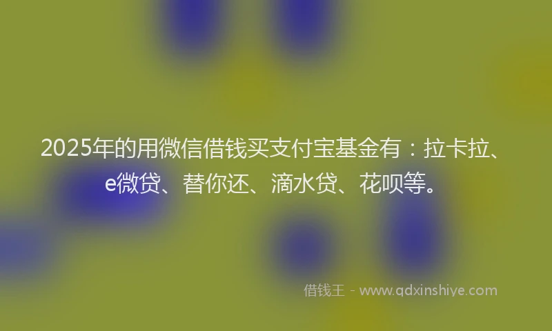 2025年的用微信借钱买支付宝基金有：拉卡拉、e微贷、替你还、滴水贷、花呗等。