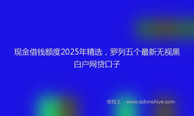现金借钱额度2025年精选，罗列五个最新无视黑白户网贷口子
