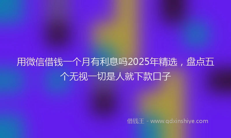 用微信借钱一个月有利息吗2025年精选，盘点五个无视一切是人就下款口子