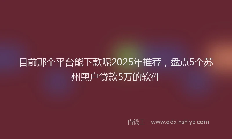 目前那个平台能下款呢2025年推荐，盘点5个苏州黑户贷款5万的软件