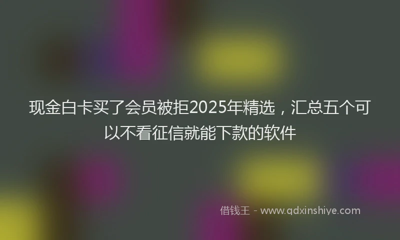 现金白卡买了会员被拒2025年精选，汇总五个可以不看征信就能下款的软件