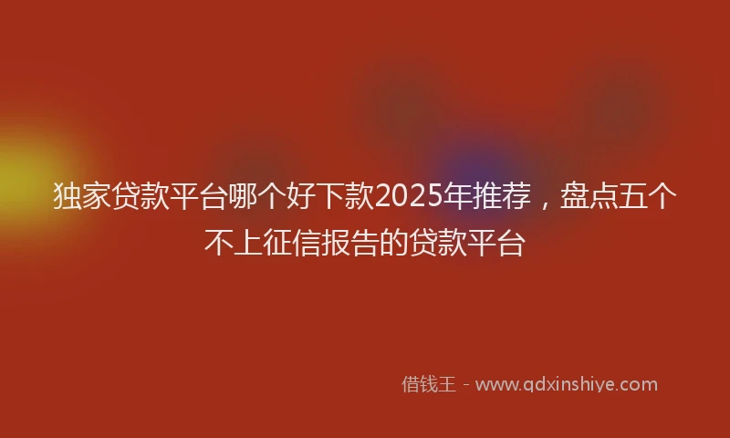 独家贷款平台哪个好下款2025年推荐，盘点五个不上征信报告的贷款平台