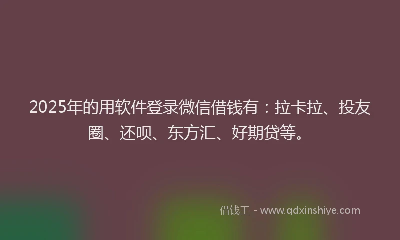 2025年的用软件登录微信借钱有：拉卡拉、投友圈、还呗、东方汇、好期贷等。