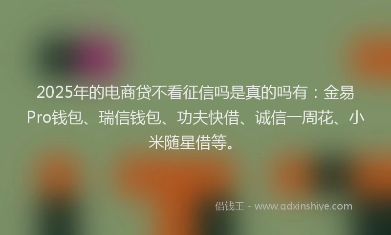 2025年的电商贷不看征信吗是真的吗有：金易Pro钱包、瑞信钱包、功夫快借、诚信一周花、小米随星借等。
