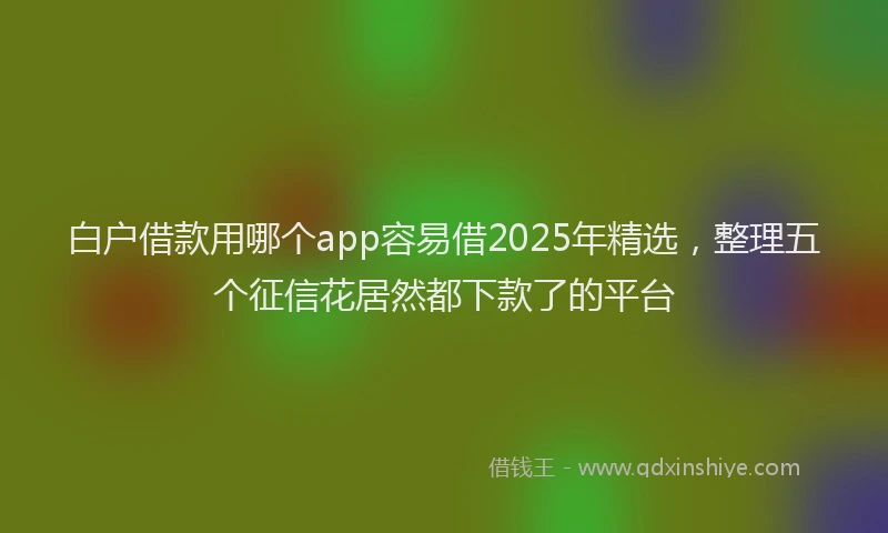白户借款用哪个app容易借2025年精选，整理五个征信花居然都下款了的平台