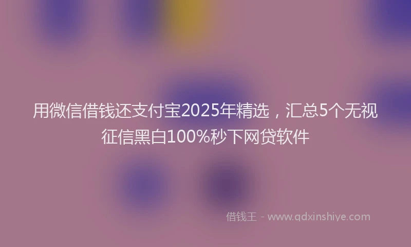用微信借钱还支付宝2025年精选，汇总5个无视征信黑白100%秒下网贷软件