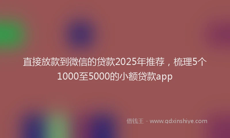 直接放款到微信的贷款2025年推荐，梳理5个1000至5000的小额贷款app