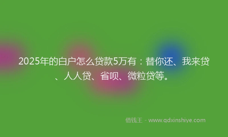 2025年的白户怎么贷款5万有：替你还、我来贷、人人贷、省呗、微粒贷等。
