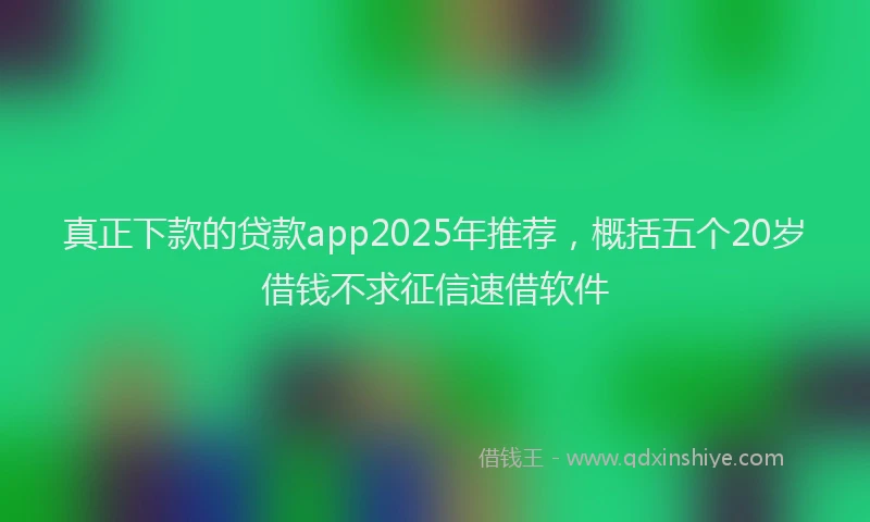 真正下款的贷款app2025年推荐，概括五个20岁借钱不求征信速借软件